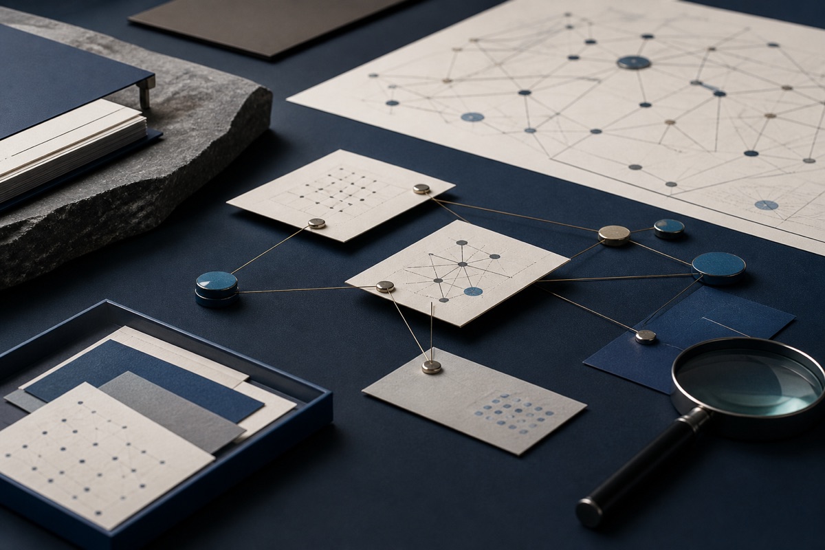 Editorial workspace representing AI visibility research